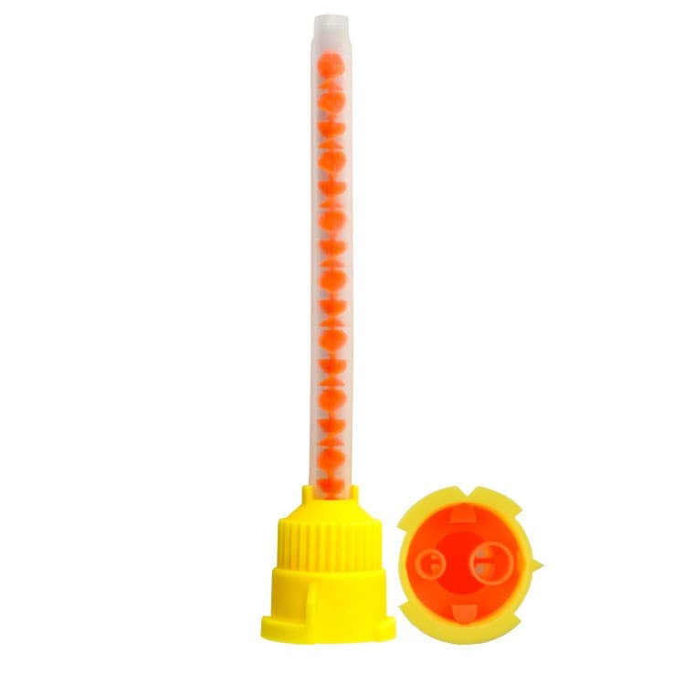 DENTALINE Mixing tips yellow/ orange 80mm, 4:1 Ratio (Pack of 50 pieces) – oficiali Falcon Medical produkto nuotrauka