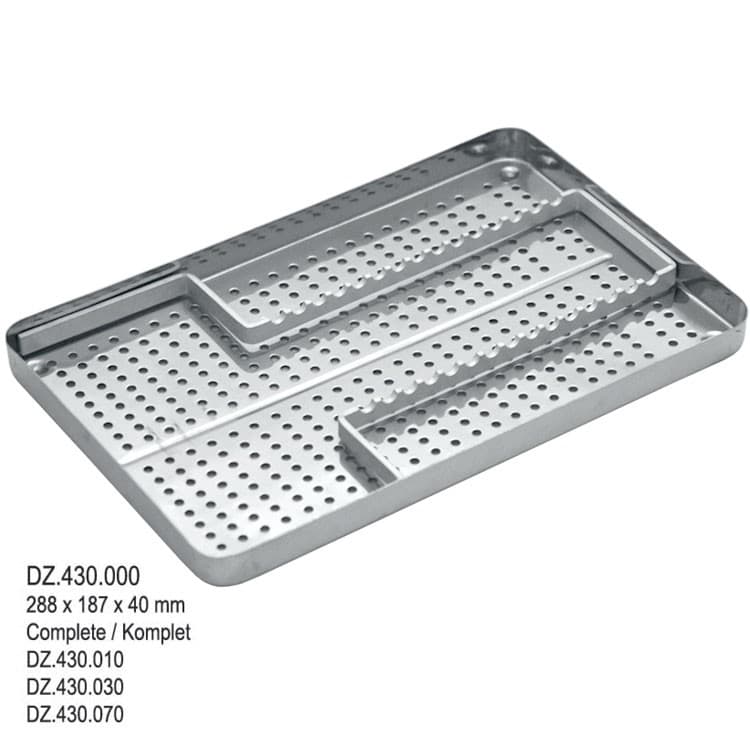 Norm Tray (solid cover+perforated tray+rack for 15 instruments) – oficiali Falcon Medical produkto nuotrauka