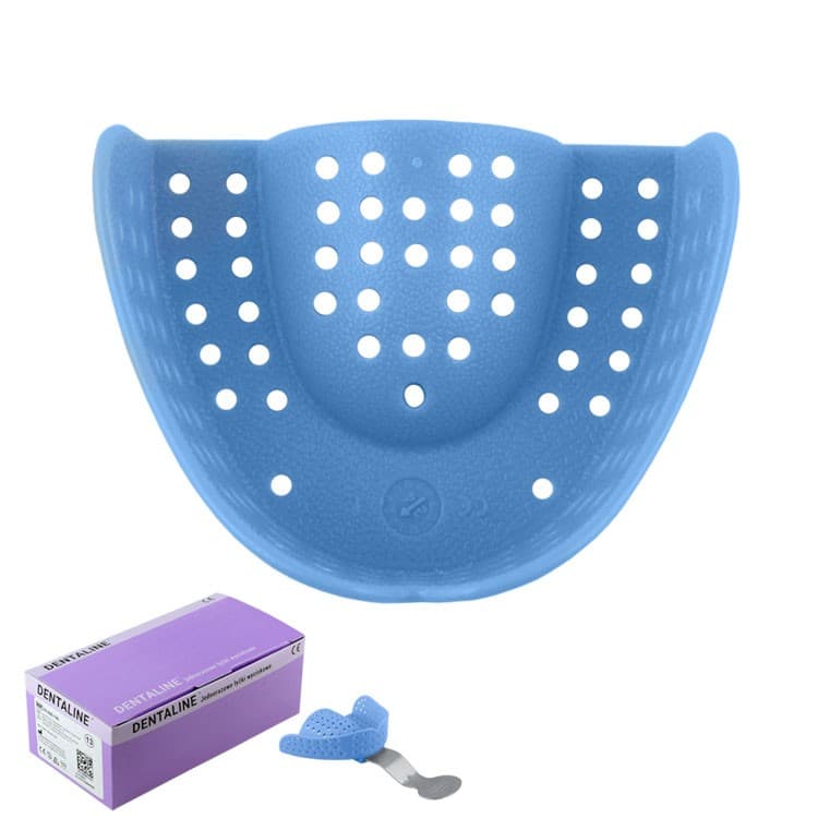 DENTALINE Disposable impression trays light blue, orthodontic upper size M fig. 17 (Pack of 25 pieces) – oficiali Falcon Medical produkto nuotrauka