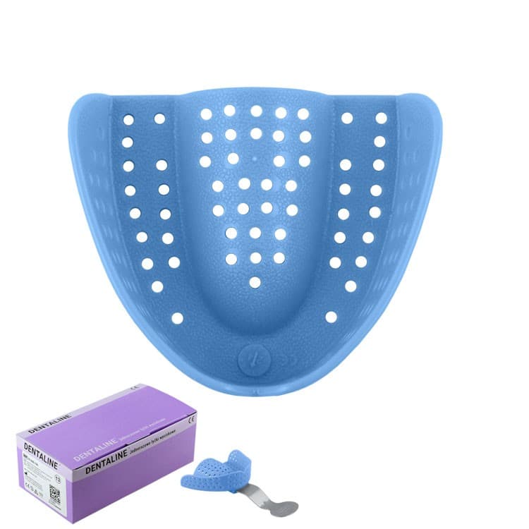 DENTALINE Disposable impression trays light blue, orthodontic upper size L fig. 15 (Pack of 25 pieces) – oficiali Falcon Medical produkto nuotrauka