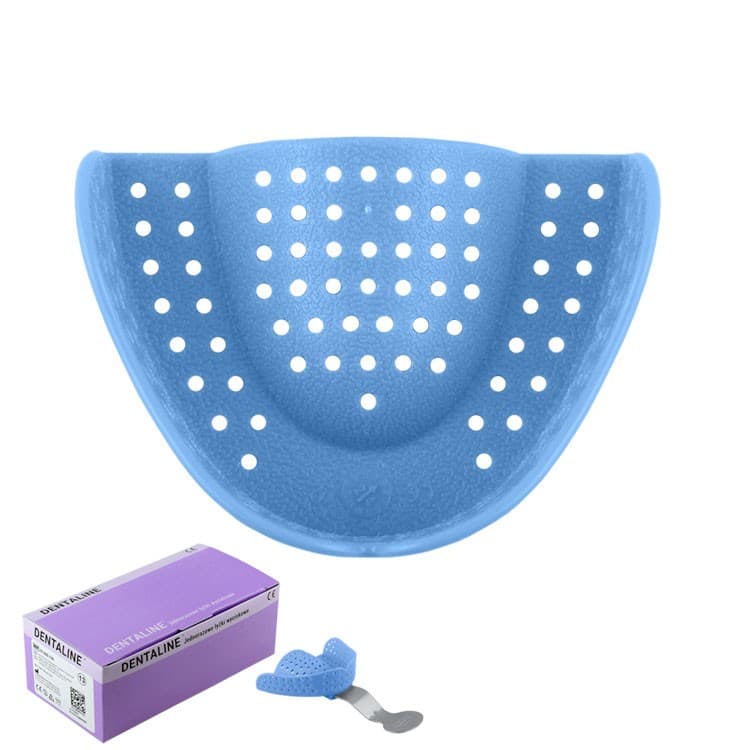 DENTALINE Disposable impression trays light blue, regular upper size M fig. 13 (Pack of 25 pieces) – oficiali Falcon Medical produkto nuotrauka