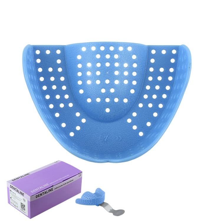 DENTALINE Disposable impression trays light blue, regular upper size L fig. 11 (Pack of 25 pieces) – oficiali Falcon Medical produkto nuotrauka