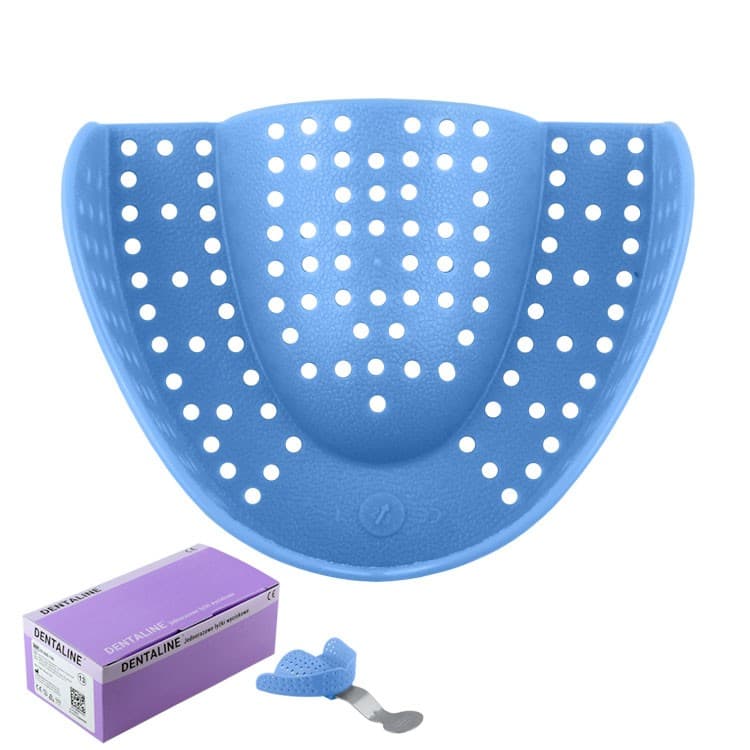 DENTALINE Disposable impression trays light blue, regular upper size XL fig. 9 (Pack of 25 pieces) – oficiali Falcon Medical produkto nuotrauka