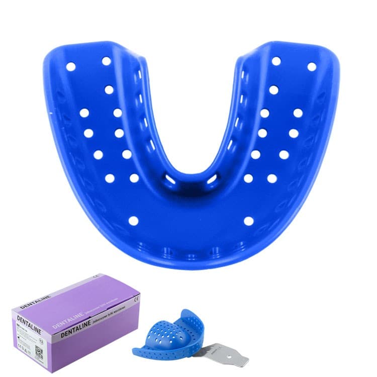 DENTALINE Disposable impression trays blue, orthodontic lower size L fig. 16 (Pack of 25 pieces) – oficiali Falcon Medical produkto nuotrauka