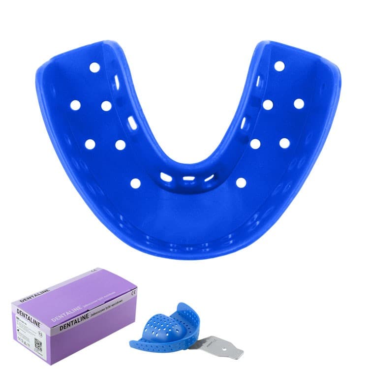 DENTALINE Disposable impression trays blue, orthodontic lower size M fig. 18 (Pack of 25 pieces) – oficiali Falcon Medical produkto nuotrauka