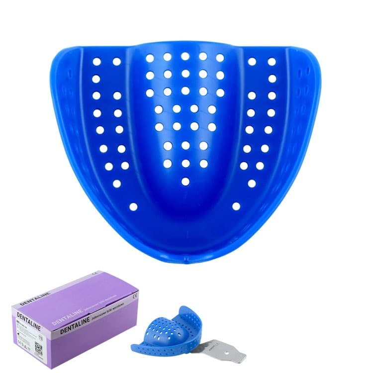 DENTALINE Disposable impression trays blue, orthodontic upper size L fig. 15 (Pack of 25 pieces) – oficiali Falcon Medical produkto nuotrauka
