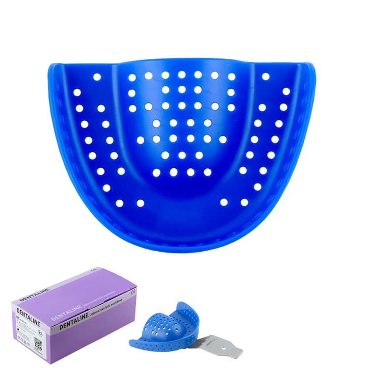 DENTALINE Disposable impression trays blue, regular upper size L fig. 11 (Pack of 25 pieces) – oficiali Falcon Medical produkto nuotrauka