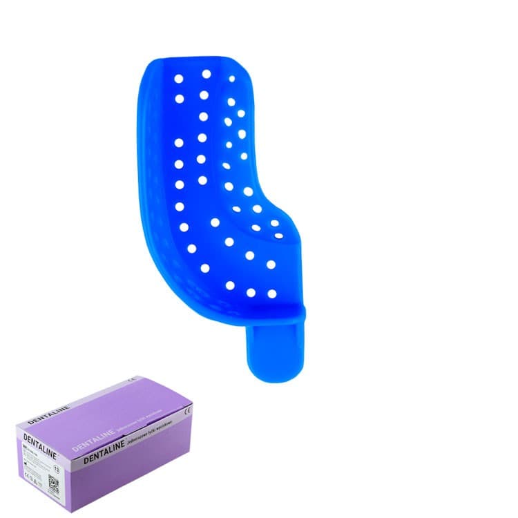 DENTALINE Disposable impression trays blue, partial upper left / lower right fig. 22 (Pack of 25 pieces) – oficiali Falcon Medical produkto nuotrauka