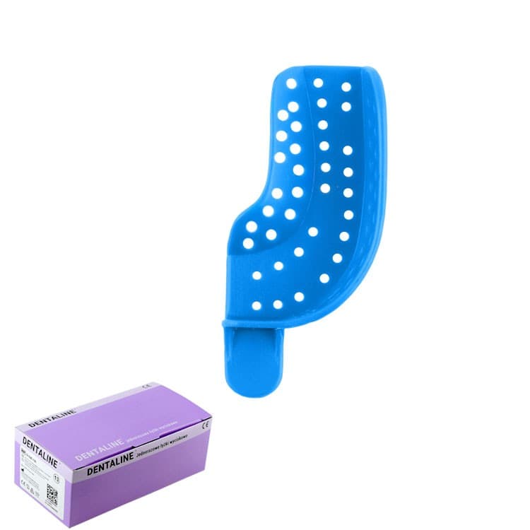 DENTALINE Disposable impression trays sky blue, partial upper right / lower left fig. 21 (Pack of 25 pieces) – oficiali Falcon Medical produkto nuotrauka
