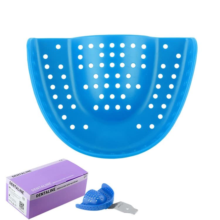 DENTALINE Disposable impression trays sky blue, regular upper size L fig. 11 (Pack of 25 pieces) – oficiali Falcon Medical produkto nuotrauka