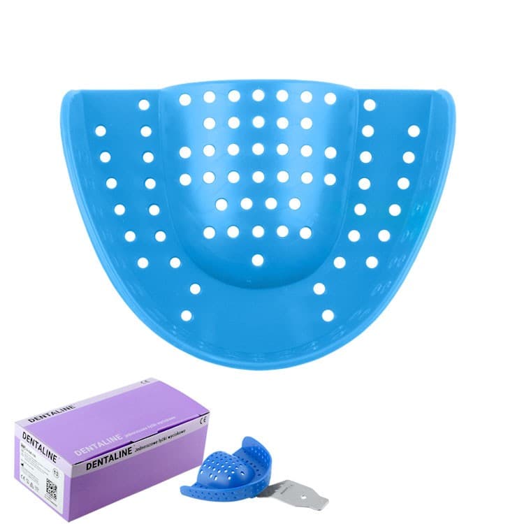 DENTALINE Disposable impression trays sky blue, regular upper size M fig. 13 (Pack of 25 pieces) – oficiali Falcon Medical produkto nuotrauka