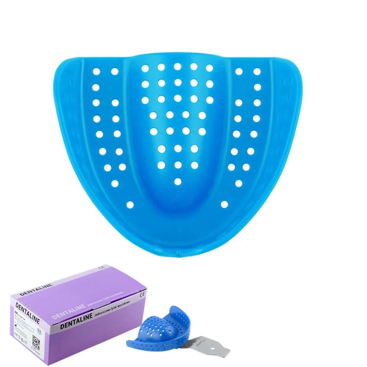 DENTALINE Disposable impression trays sky blue, orthodontic upper size L fig. 15 (Pack of 25 pieces) – oficiali Falcon Medical produkto nuotrauka