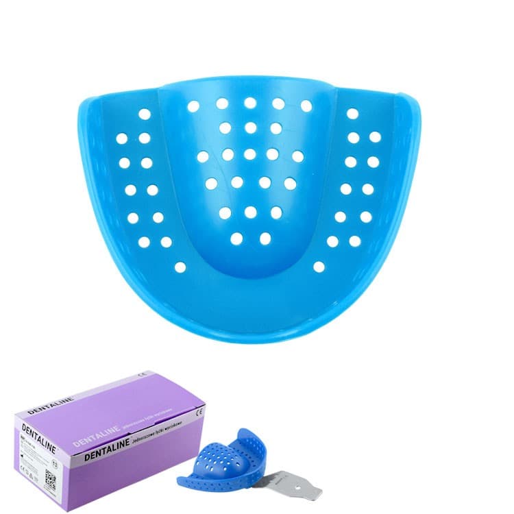 DENTALINE Disposable impression trays sky blue, orthodontic upper size M fig. 17 (Pack of 25 pieces) – oficiali Falcon Medical produkto nuotrauka