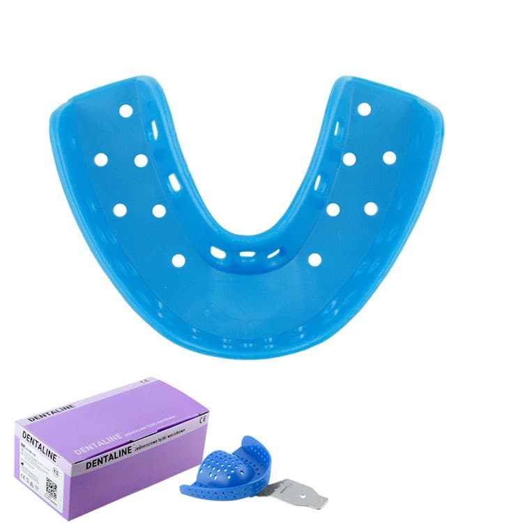 DENTALINE Disposable impression trays sky blue, orthodontic lower size M fig. 18 (Pack of 25 pieces) – oficiali Falcon Medical produkto nuotrauka