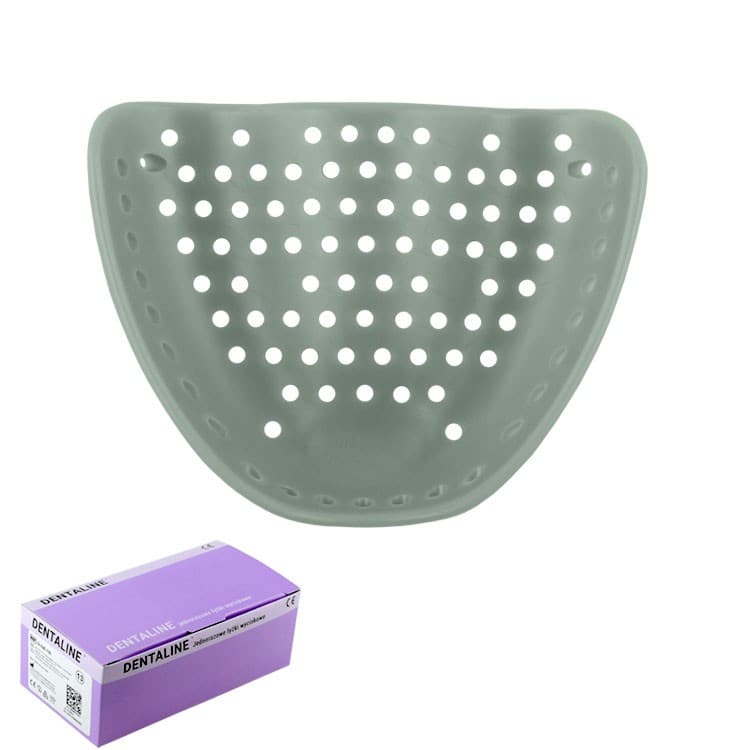 DENTALINE Disposable impression trays olive, edentulous upper size L fig. 3 (Pack of 25 pieces) – oficiali Falcon Medical produkto nuotrauka