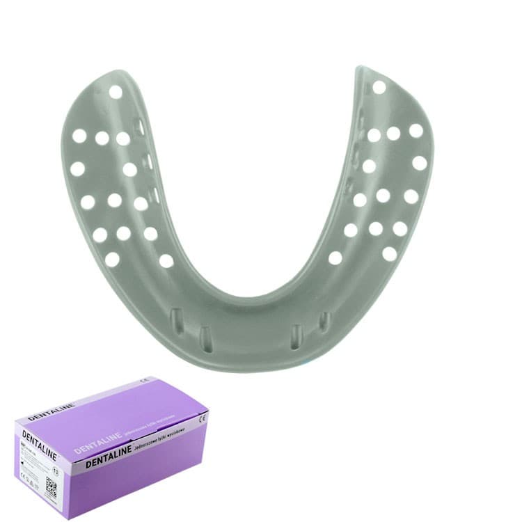 DENTALINE Disposable impression trays olive, edentulous lower size L fig. 4 (Pack of 25 pieces) – oficiali Falcon Medical produkto nuotrauka