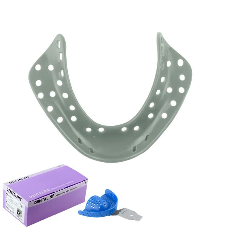 DENTALINE Disposable impression trays olive, edentulous lower size M fig. 6 (Pack of 25 pieces) – oficiali Falcon Medical produkto nuotrauka