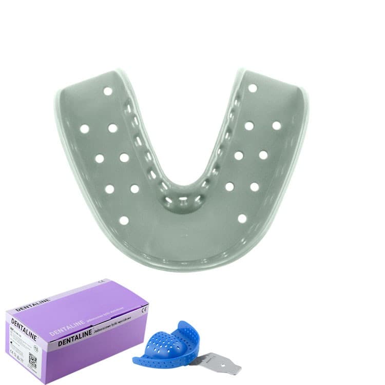 DENTALINE Disposable impression trays olive, regular lower size M fig. 14 (Pack of 25 pieces) – oficiali Falcon Medical produkto nuotrauka