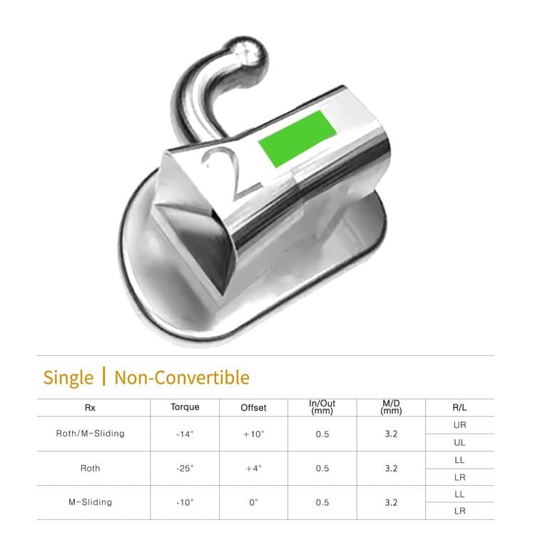 Buccal tube single non-convertible 2nd molar, bondable Roth .022″ upper left – oficiali Falcon Medical produkto nuotrauka