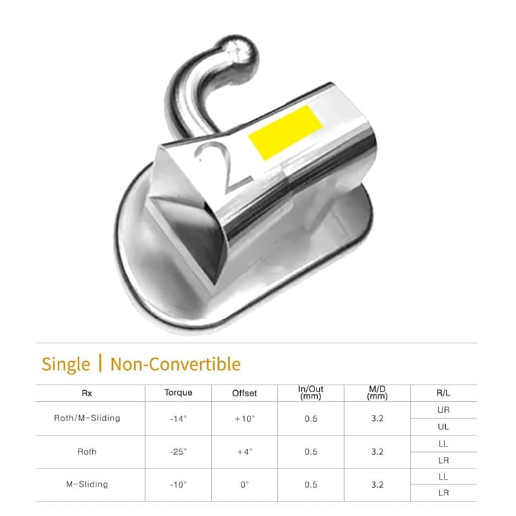 Buccal tube single non-convertible 2nd molar, bondable Roth .022″ lower right – oficiali Falcon Medical produkto nuotrauka