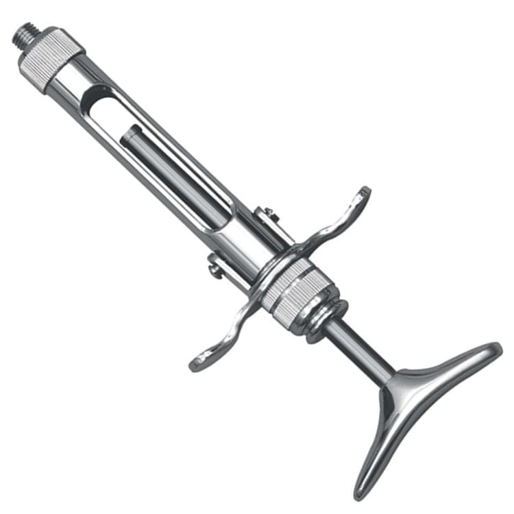 Brass Series Syringe non aspirating breech loading T-handle 1.8ml. Metric – oficiali Falcon Medical produkto nuotrauka