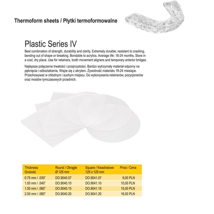 Plastic Series IV thermoform sheets round 1.50mm/.060″ – oficiali Falcon Medical produkto nuotrauka