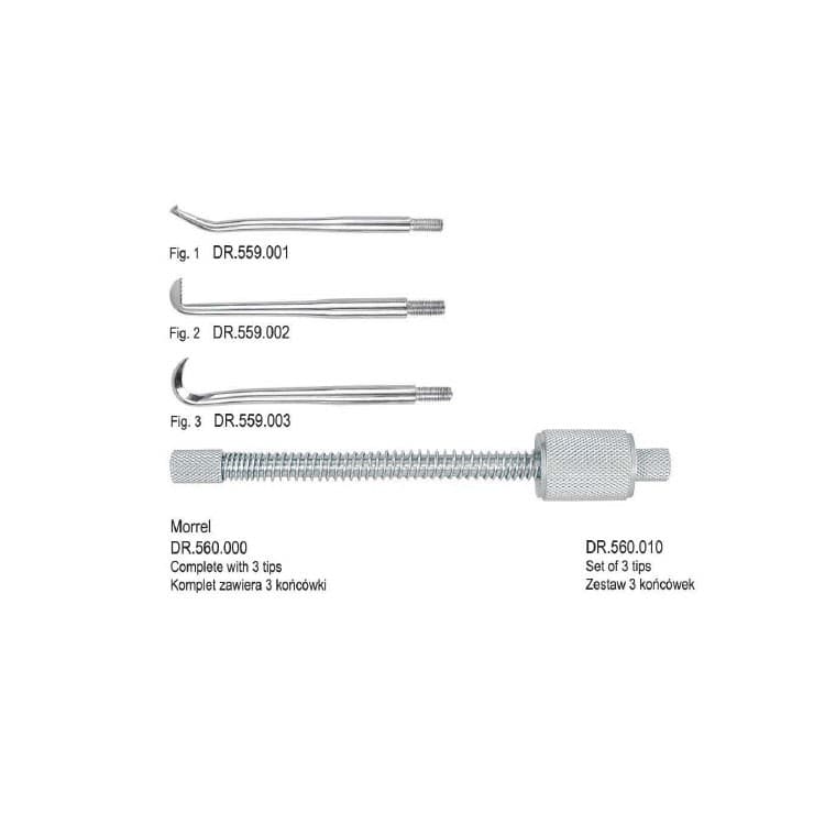 Manual crown remover Morrel with spring, complete set – oficiali Falcon Medical produkto nuotrauka