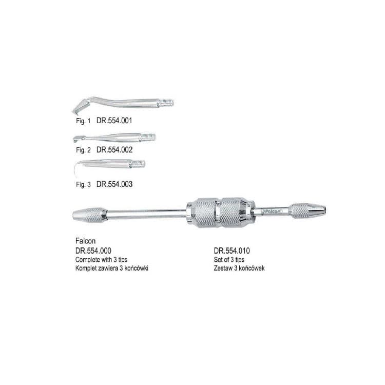 Falcon manual crown remover double ended, complete set – oficiali Falcon Medical produkto nuotrauka