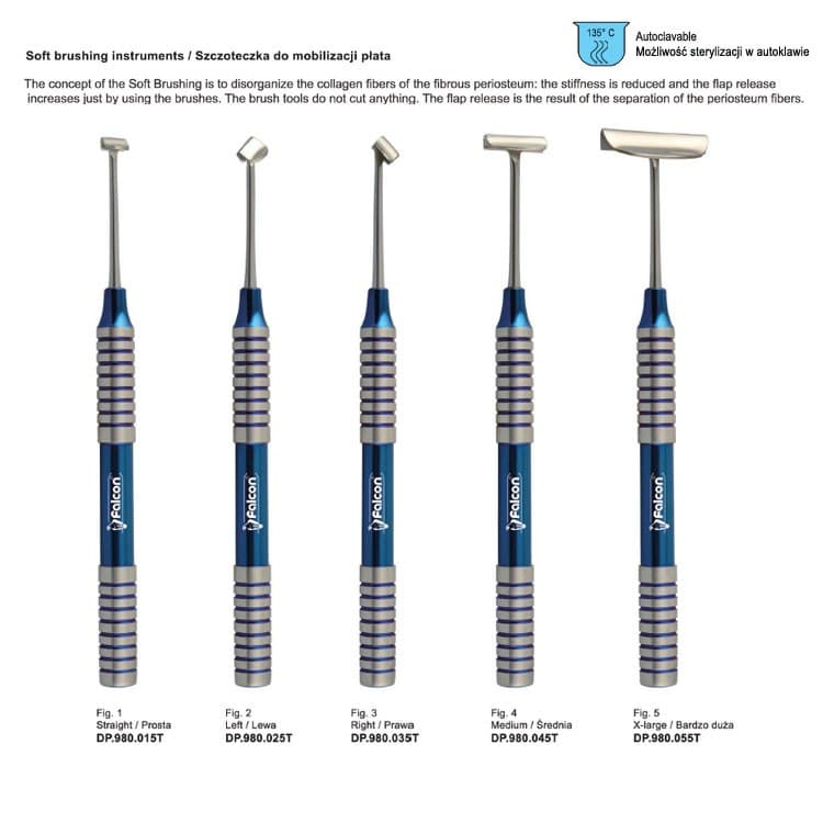Classic-Lite soft brush kit of 5 in tray – oficiali Falcon Medical produkto nuotrauka