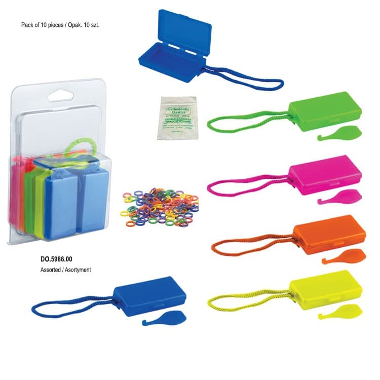 Intraoral and extraoral elastic band case assorted colors (Pack of 10 pieces) – oficiali Falcon Medical produkto nuotrauka