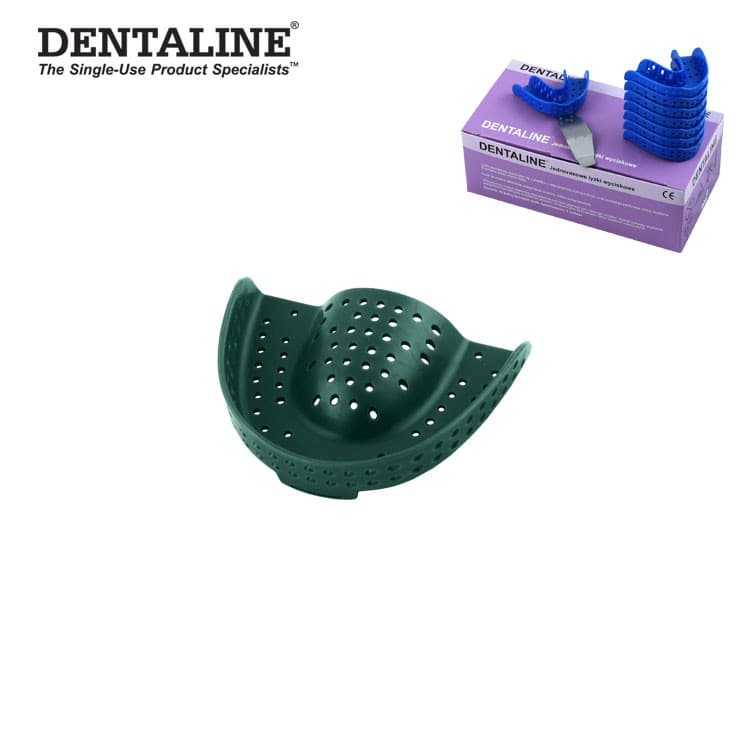 DENTALINE Disposable impression trays green, regular upper size L fig. 11 (Pack of 25 pieces) – oficiali Falcon Medical produkto nuotrauka