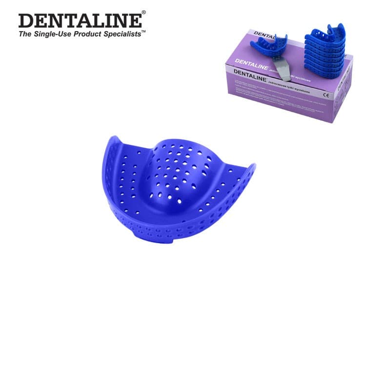 DENTALINE Disposable impression trays dark blue, regular upper size L fig. 11 (Pack of 25 pieces) – oficiali Falcon Medical produkto nuotrauka