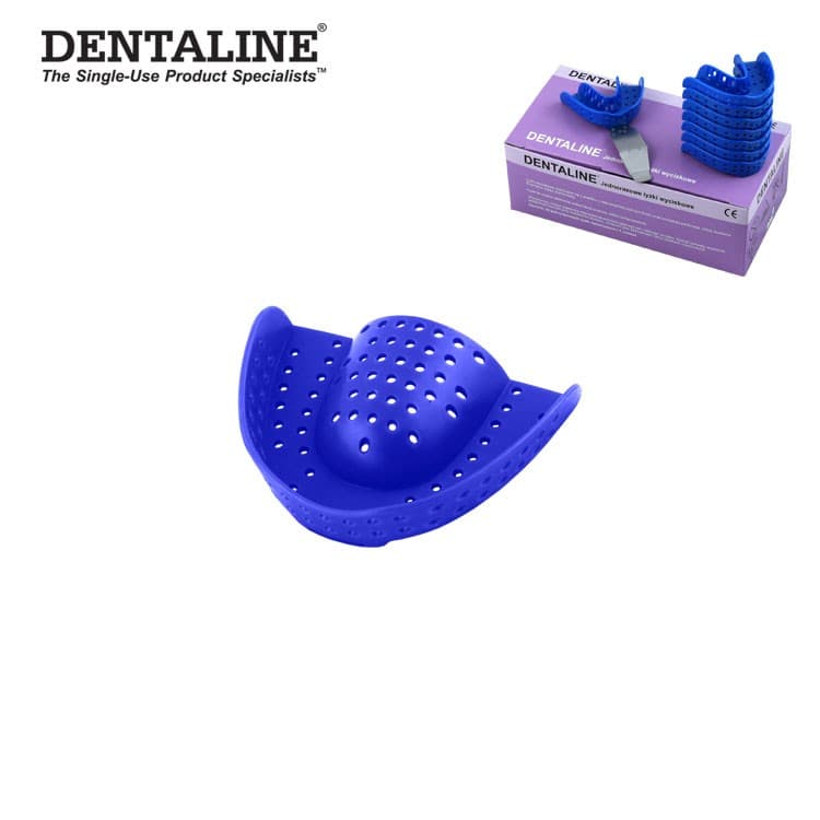 DENTALINE Disposable impression trays dark blue, regular upper size M fig. 13 (Pack of 25 pieces) – oficiali Falcon Medical produkto nuotrauka
