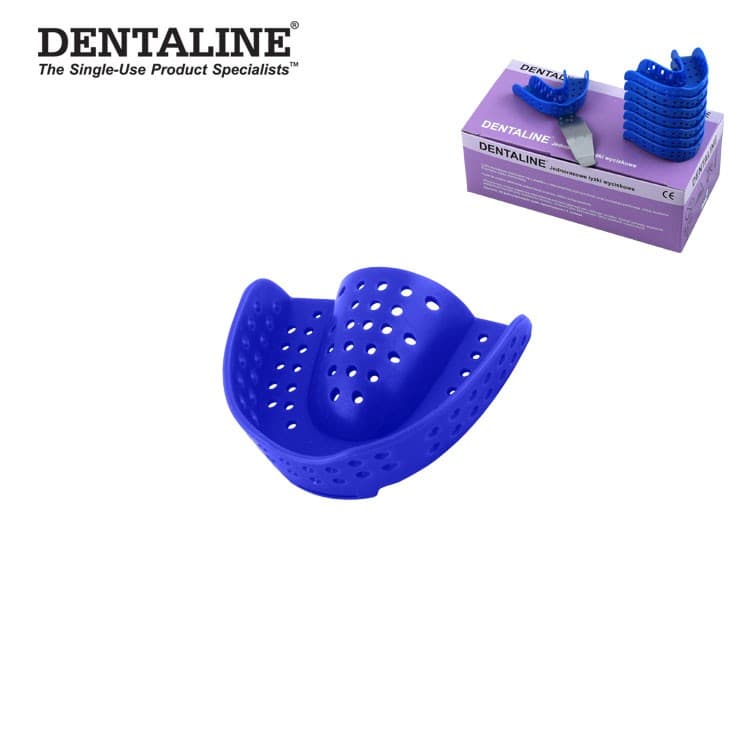 DENTALINE Disposable impression trays dark blue, orthodontic upper size M fig. 17 (Pack of 25 pieces) – oficiali Falcon Medical produkto nuotrauka