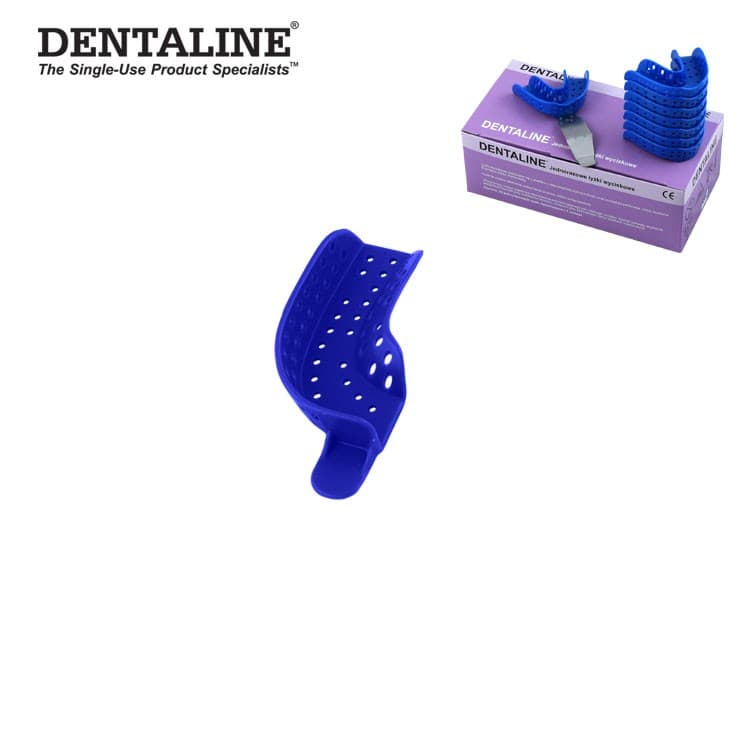 DENTALINE Disposable impression trays dark blue, partial upper left / lower right fig. 22 (Pack of 25 pieces) – oficiali Falcon Medical produkto nuotrauka