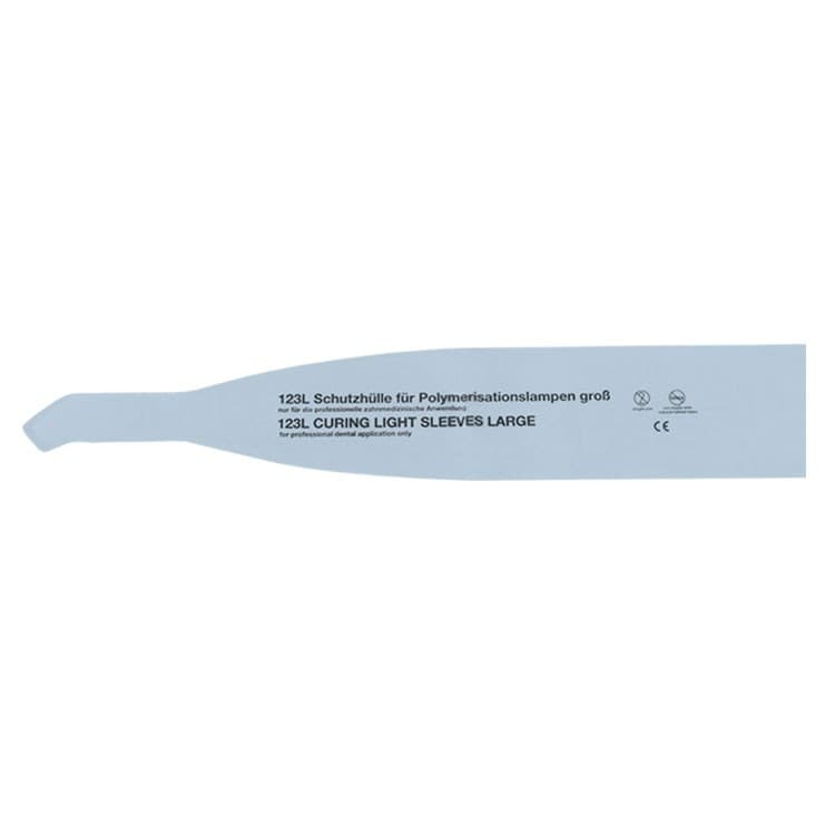 DENTALINE disposable pre-cut sleeves for curing light 84 x 320 mm (Pack of 500 pieces) – oficiali Falcon Medical produkto nuotrauka