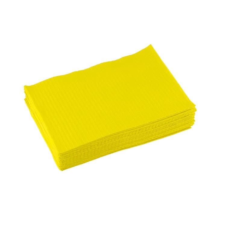 Dental Bibs, 3-ply, 33 x 45 cm, Yellow (Pack of 500 pieces) – oficiali Falcon Medical produkto nuotrauka
