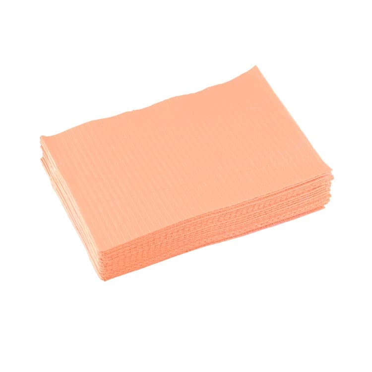 Dental Bibs, 3-ply, 33 x 45 cm, Peach (Pack of 500 pieces) – oficiali Falcon Medical produkto nuotrauka
