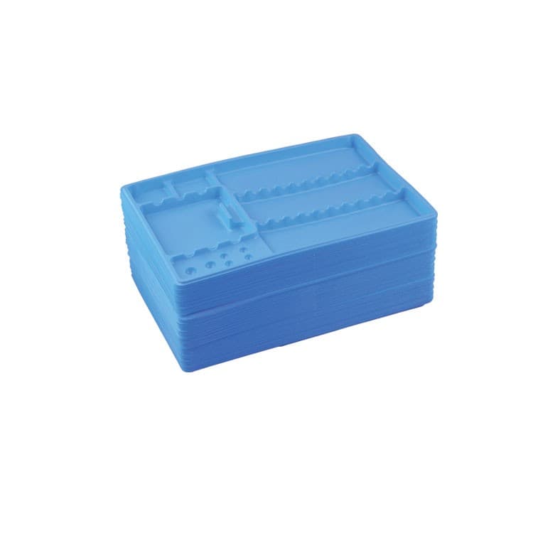 DENTALINE Disposable Instrument trays maxi, light blue 280x183x17mm (Pack of 100 pieces) – oficiali Falcon Medical produkto nuotrauka