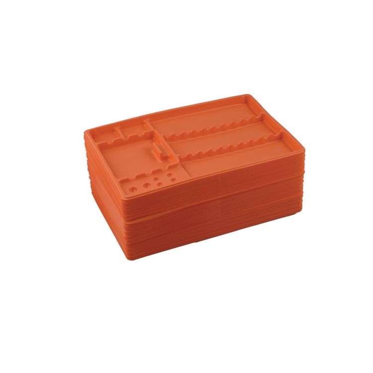 DENTALINE Disposable Instrument trays maxi, orange 280x183x17mm (Pack of 100 pieces) – oficiali Falcon Medical produkto nuotrauka