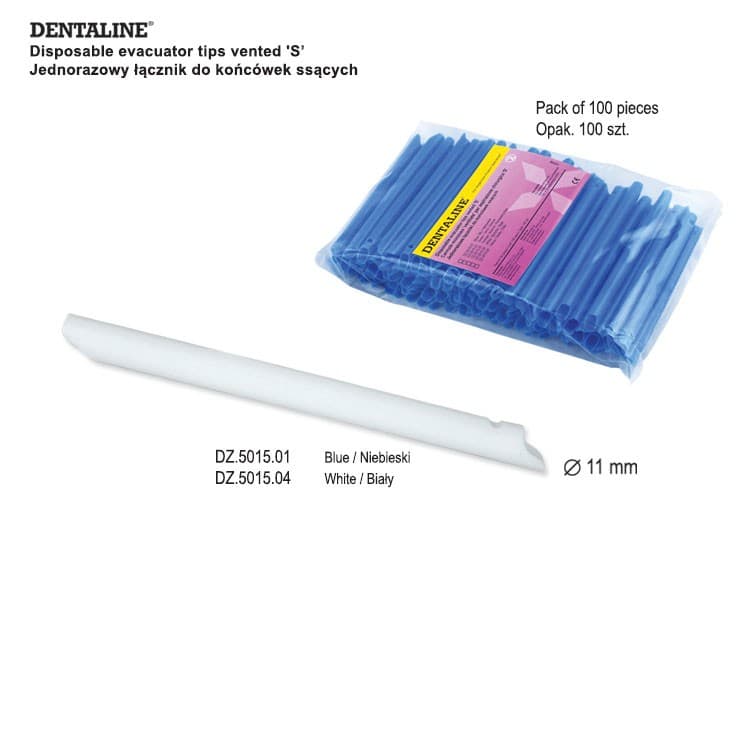 DENTALINE disposable evacuator tips vented 'S’ white (Pack of 100 pieces) – oficiali Falcon Medical produkto nuotrauka