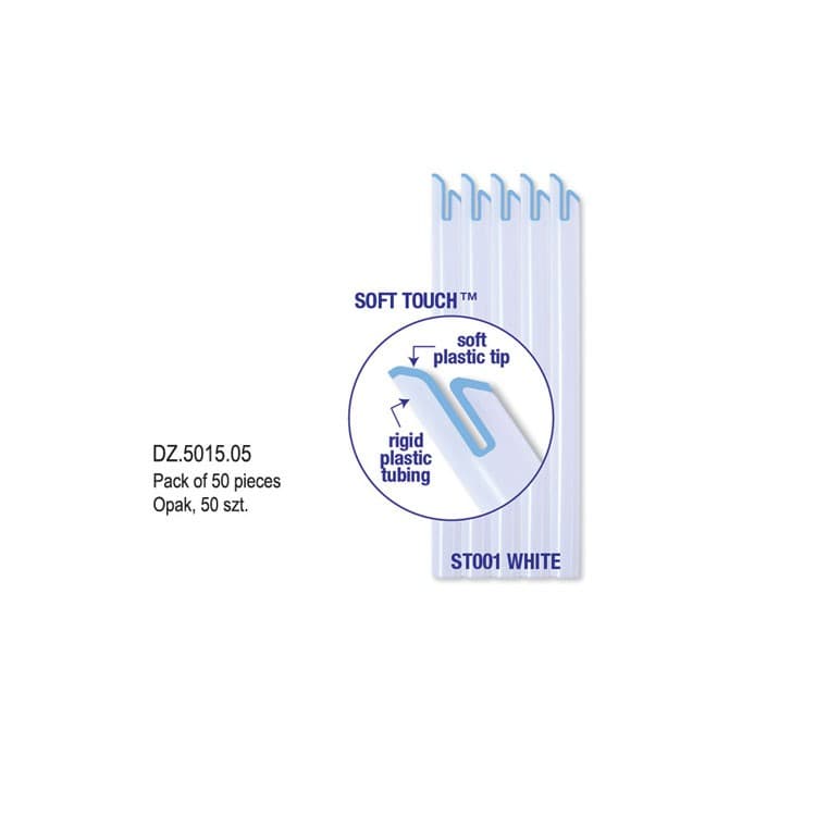 Disposable evacuator tips vented, soft plastic tip, white (Pack of 50 pieces) – oficiali Falcon Medical produkto nuotrauka