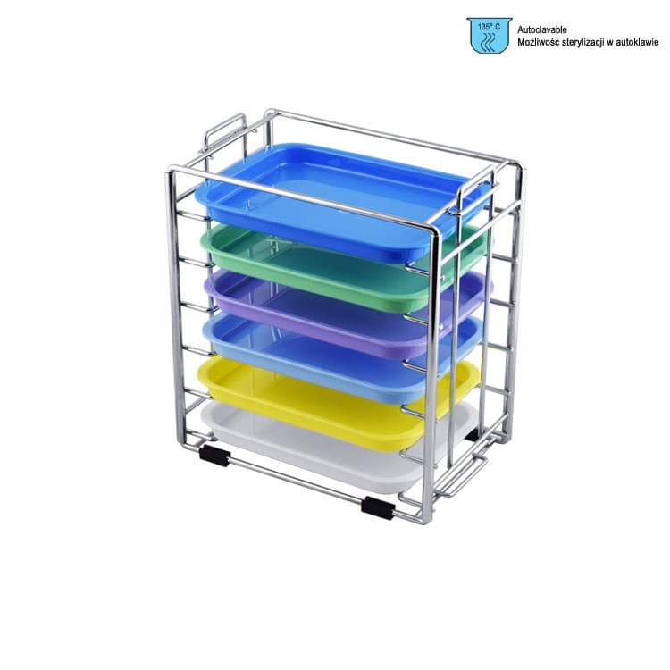 Tray rack with 6 plastic trays 280 x 170 x 290mm – oficiali Falcon Medical produkto nuotrauka