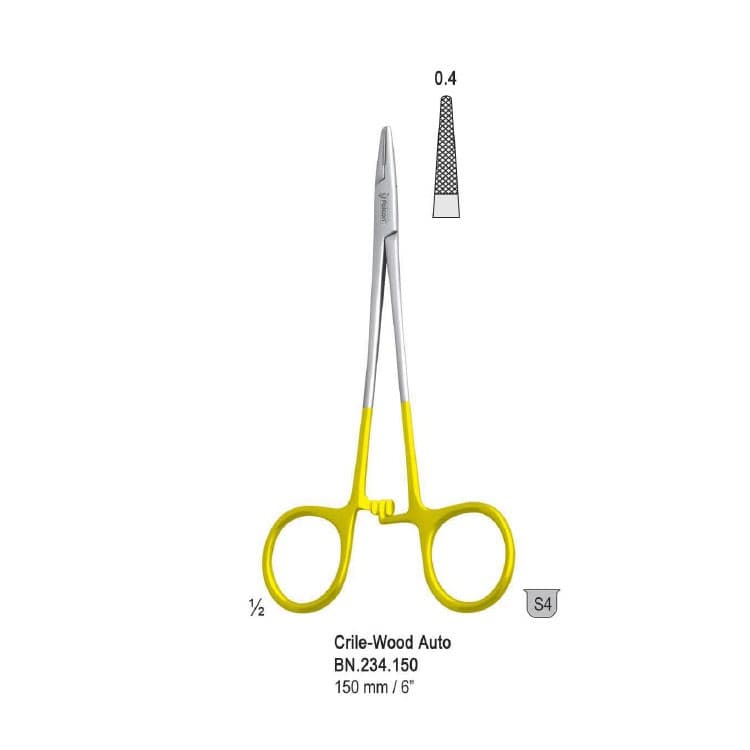 Falcon-Grip Needle holder Crile-Wood Auto 150mm TC – oficiali Falcon Medical produkto nuotrauka