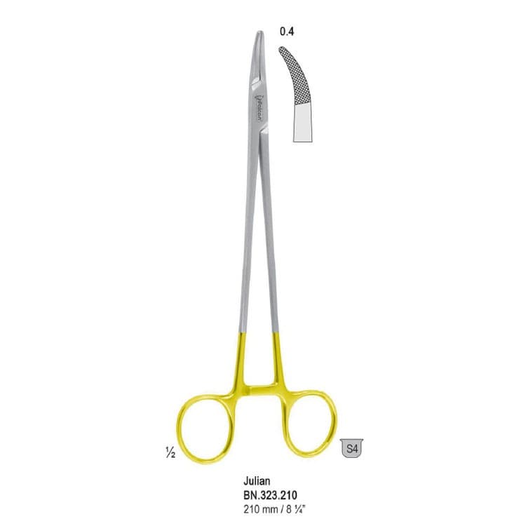 Falcon-Grip Needle holder Julian curved 210mm TC – oficiali Falcon Medical produkto nuotrauka