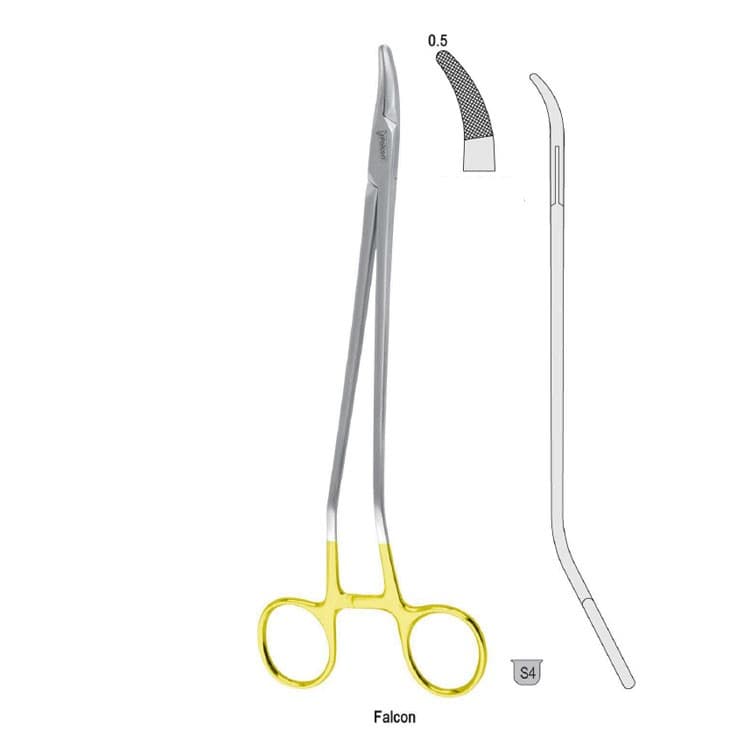 Falcon-Grip Needle holder Falcon S-Shape right handed 230mm TC – oficiali Falcon Medical produkto nuotrauka