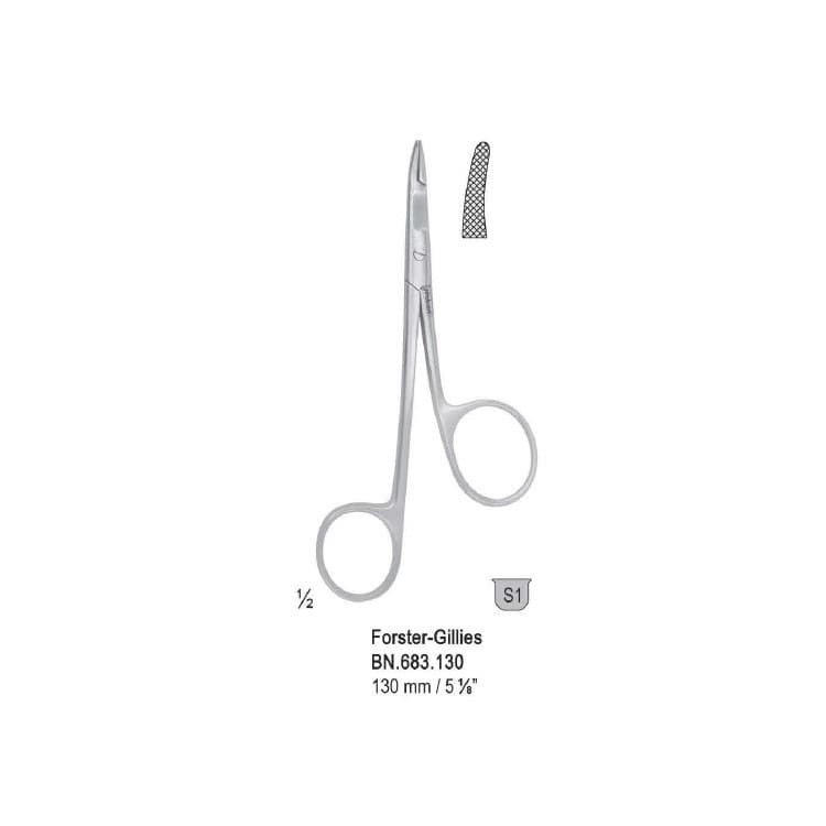 Needle holder with scissors Forster-Gillies right handed 130mm – oficiali Falcon Medical produkto nuotrauka