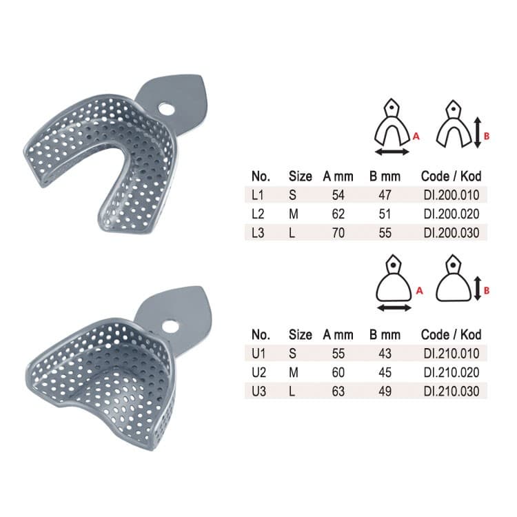 Impression trays children pattern perforated set of 6 – oficiali Falcon Medical produkto nuotrauka