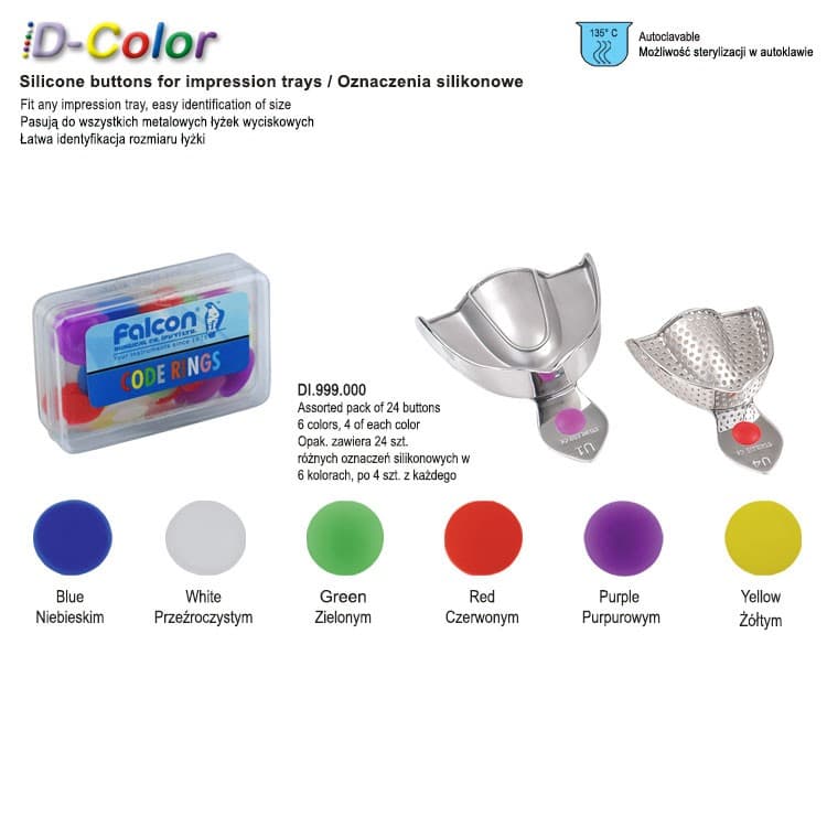 ID-Color Silicone buttons for impression trays (Pack of 24 pieces) – oficiali Falcon Medical produkto nuotrauka