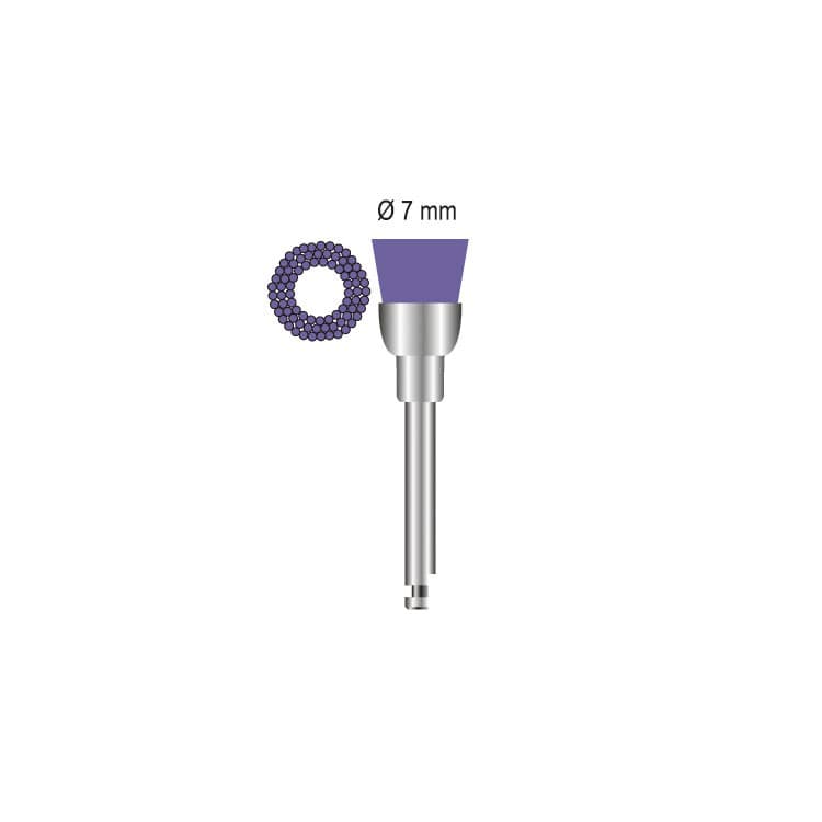 SMART Prophy brush Ø 7mm cup, purple nylon medium hard RA – oficiali Falcon Medical produkto nuotrauka